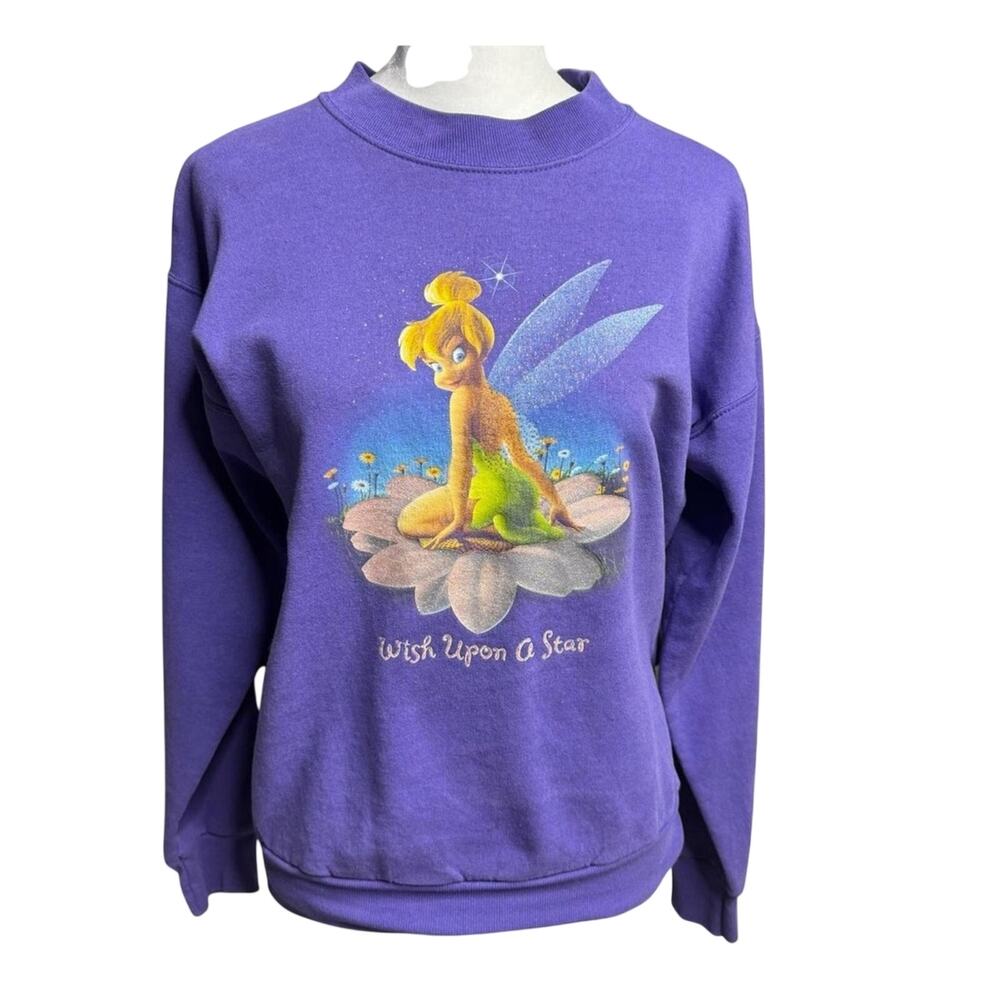 Disney Store Tinkerbell Purple Sweatshirt Vintage 90s Sparkle Small